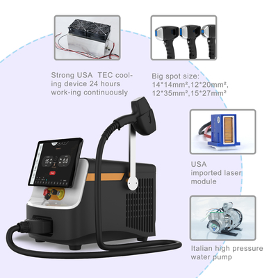 Máy loại bỏ lông laser vĩnh viễn di động 808nm với đầu điều chỉnh