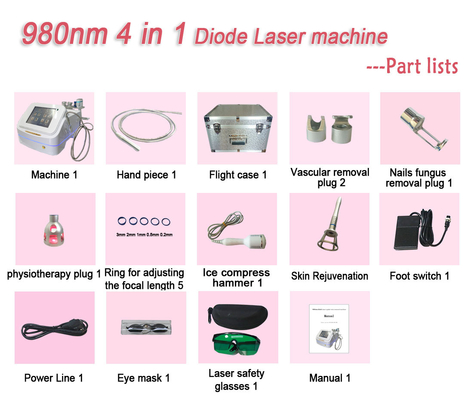 4 trong 1 1980nm Diode Laser Machine Portable For Beauty Centers Salon
