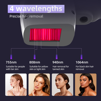808 Diode Laser Ice Hair Removal Machine 4 Wavelengths 1064nm Định dạng điểm thay đổi